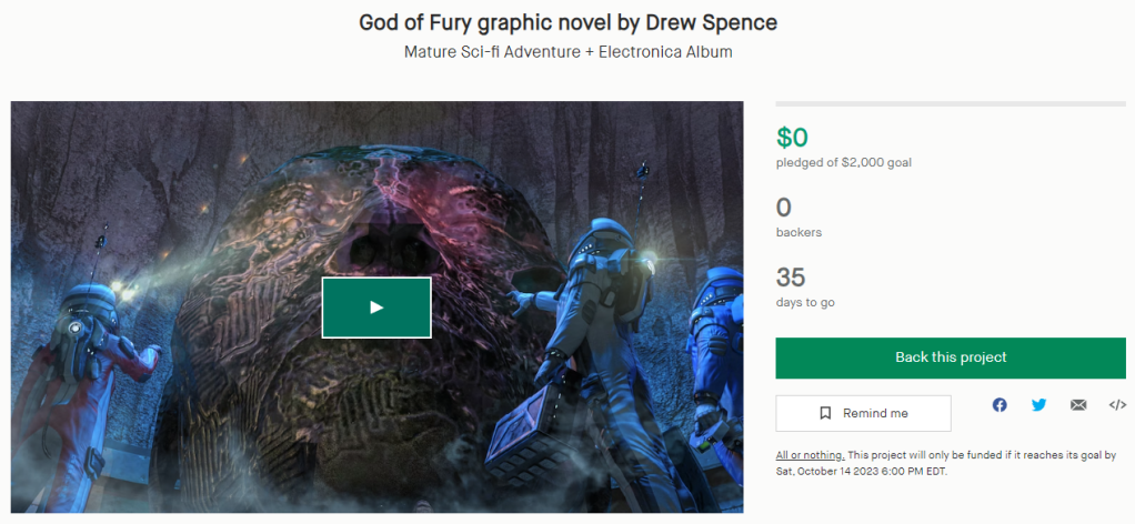 Drew Spence The God of Fury Kickstarter Page